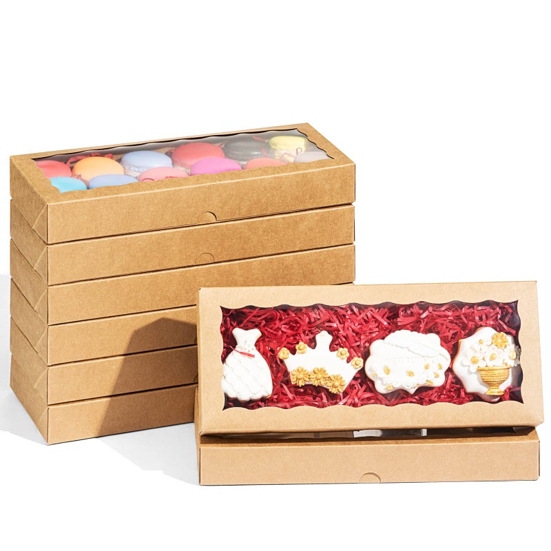 JCXPACK 24PCS 12 x 5 x 15 inches AutoPopup One Piece Premium Cookies Boxes Kraft Brown Macaron Boxes Packaing Bakery Box for Holiday Cookie Gift Sets